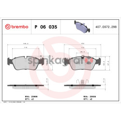 Klocki hamulcowe (przód) BREMBO P 06 035 | BMW (34112288849,34112288851,34116767147,34116767149,34116769763)