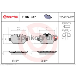 Klocki hamulcowe (przód) BREMBO P 06 037 | BMW (34121288889,34121288890,34212288889,34212288890,34216767145)