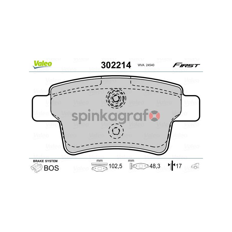 Klocki hamulcowe (przód) VALEO 302214