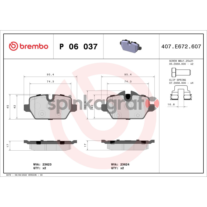 Klocki hamulcowe (przód) BREMBO P 06 037 | BMW (34121288889,34121288890,34212288889,34212288890,34216767145)