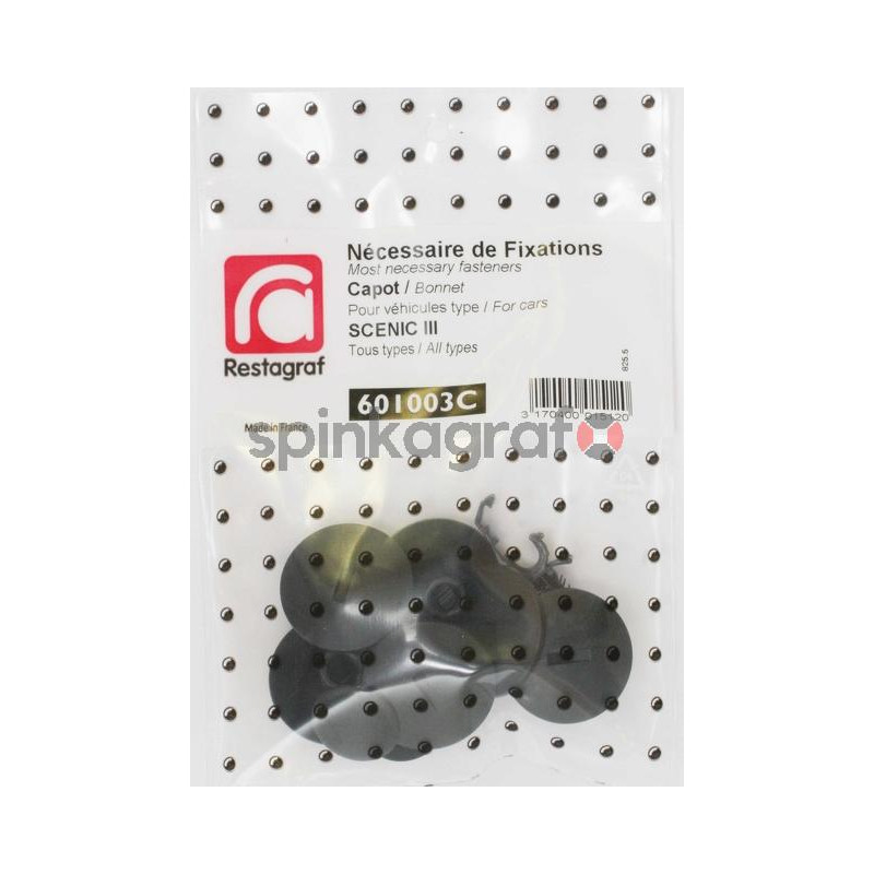 Zestaw spinek osłony silnika RESTAGRAF 601003C | Zestaw mocowania /spinki/ maski silnika /podstawowy/  RENAULT SCENIC III (65100