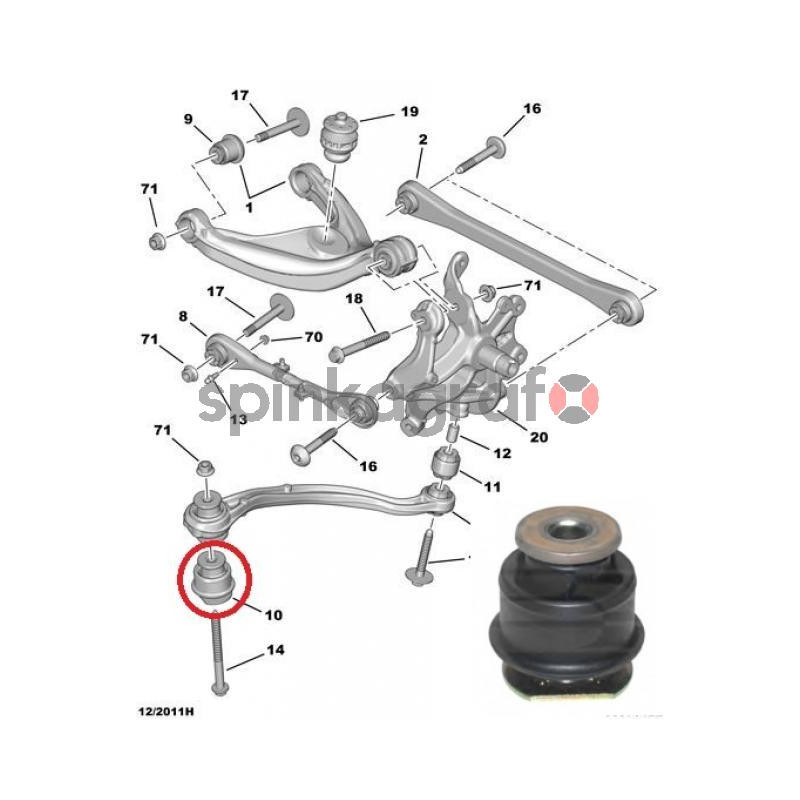 Tuleja wahacza PSA 9801049980 | CITROEN C5 III,C6,DS5; PEUGEOT 3008,407,407 SW,508,508 SW 1.6-3.0D 05.04->(9801049980) (5131C Tuleja wahacza PSA 9801049980 | CITROEN C5 III,C6,DS5; PEUGEOT 3008,407,407 SW,508,508 SW 1.6-3.0D 05.04->(9801049980) (5131C