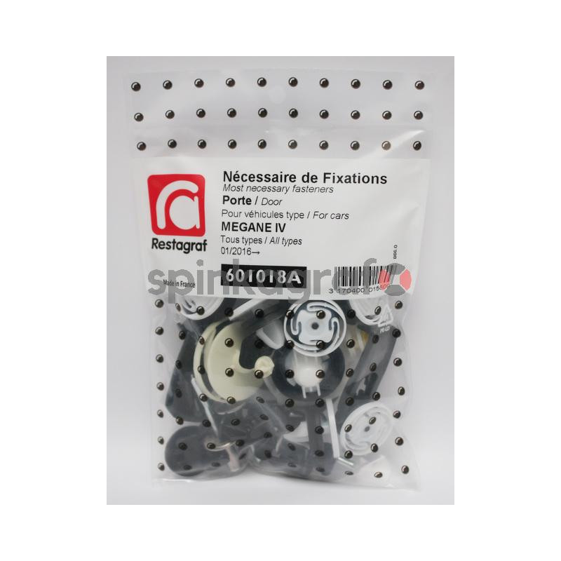 Zestaw spinek drzwi podstawowy RESTAGRAF 601018A | Zestaw mocowania /spinki/ drzwi przednich-tylnych /podstawowy/  RENAULT MEGAN