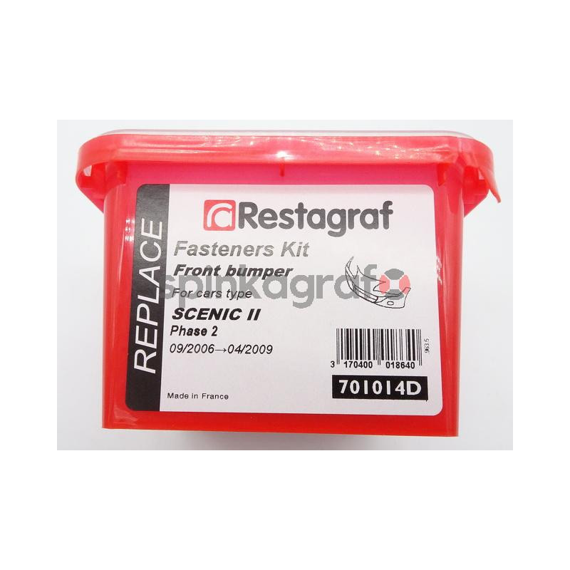 Zestaw spinek zderzaka przedniego pełny RESTAGRAF 701014D | RENAULT SCENIC II Faza 2  09/2006-04/2009  ( 35 elementów )