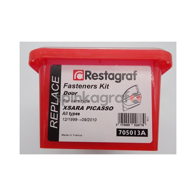 Zestaw spinek drzwi pełny RESTAGRAF 705013A | CITROEN XSARA PICASSO  12/1999-09/2010  ( 82 elementy )  
