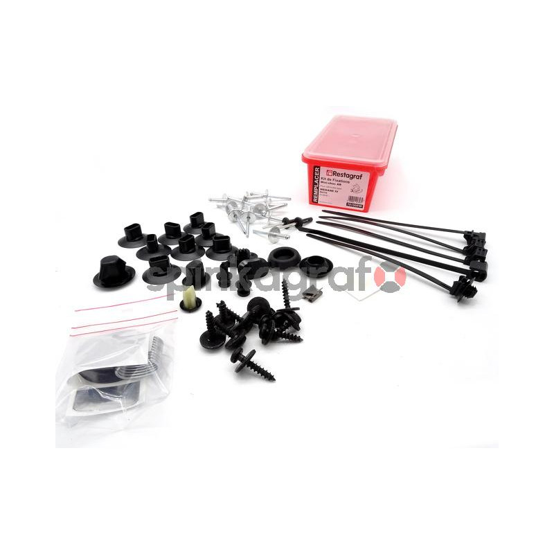 Zestaw spinek zderzaka małego tylnego pełny RESTAGRAF 701008W | Zestaw mocowania /spinki/ zderzaka tył /pełny/ RENAULT MEGANE IV
