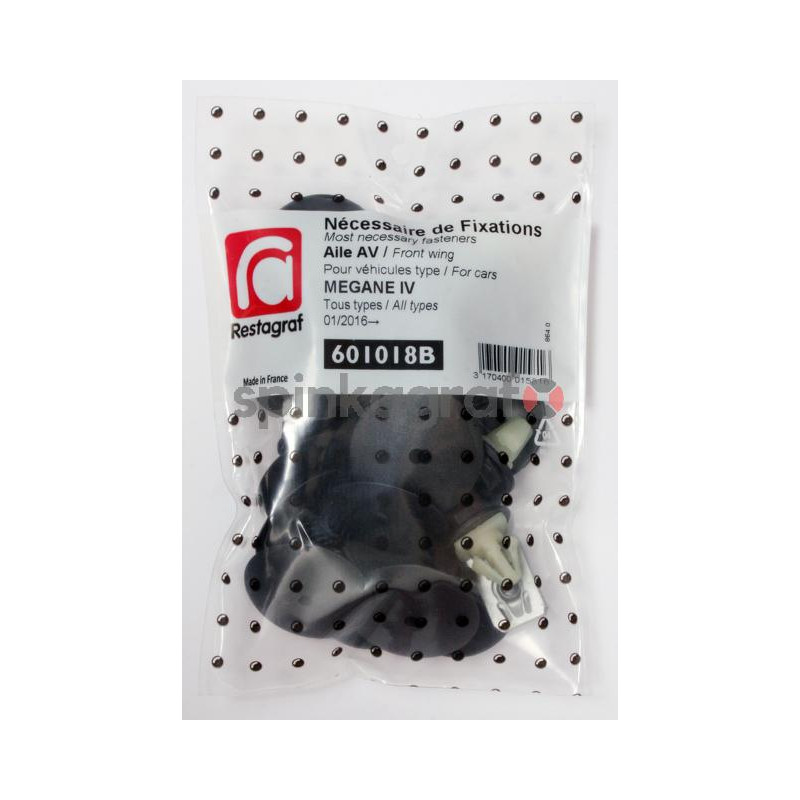 Zestaw spinek nadkola RESTAGRAF 601018B | Zestaw mocowania /spinki/ przedniego błotnika /podstawowy/  RENAULT MEGANE IV (6003880
