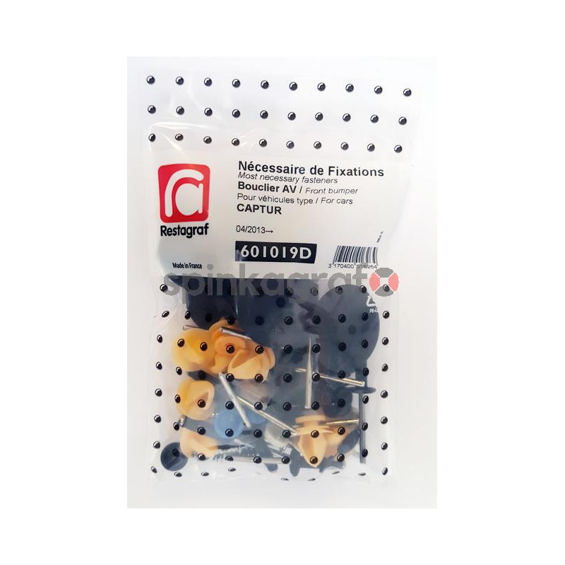 Zestaw spinek zderzaka przedniego podstawowy RESTAGRAF 601019D | Zestaw mocowania /spinki/ zderzaka przód /podstawowy/  RENAULT 
