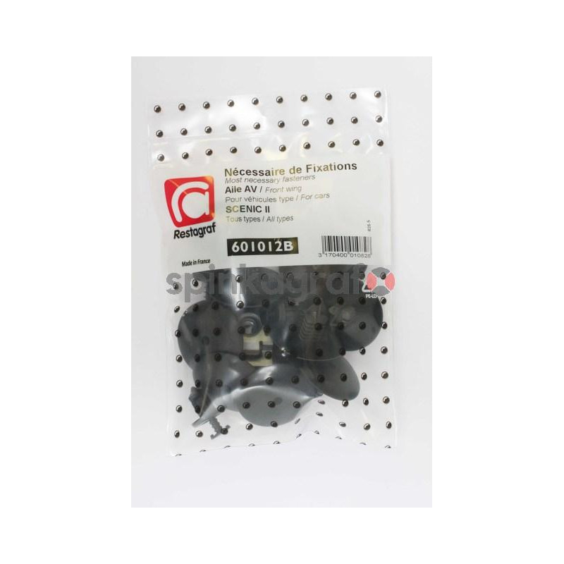 Zestaw spinek nadkola RESTAGRAF 601012B | Zestaw mocowania /spinki/ przedniego błotnika /podstawowy/ RENAULT SCENIC II (6003832 Zestaw spinek nadkola RESTAGRAF 601012B | Zestaw mocowania /spinki/ przedniego błotnika /podstawowy/ RENAULT SCENIC II (6003832