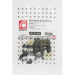 Zestaw spinek drzwi podstawowy RESTAGRAF 601010A | Zestaw mocowania /spinki/ drzwi przednich-tylnych /podstawowy/  RENAULT CLIO 