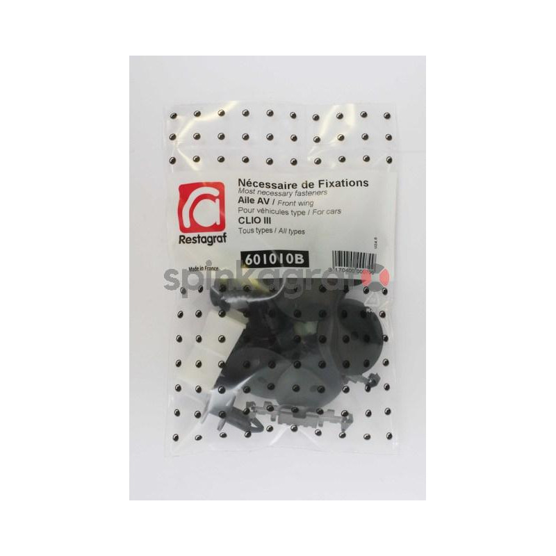 Zestaw spinek nadkola RESTAGRAF 601010B | Zestaw mocowania /spinki/ przedniego błotnika /podstawowy/ RENAULT CLIO III 3-5 DRZWI Zestaw spinek nadkola RESTAGRAF 601010B | Zestaw mocowania /spinki/ przedniego błotnika /podstawowy/ RENAULT CLIO III 3-5 DRZWI