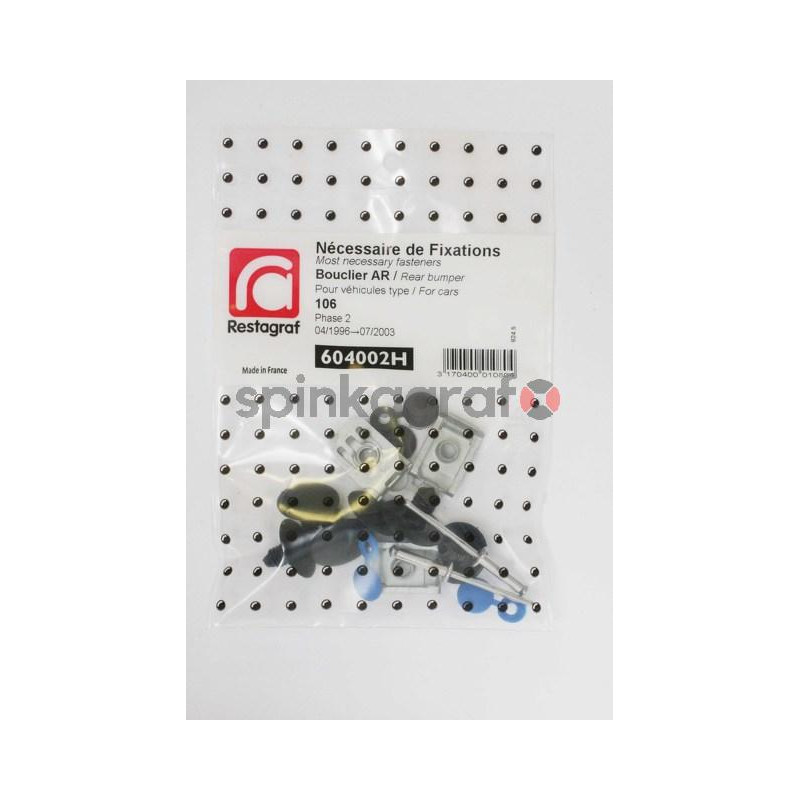 Zestaw spinek zderzaka tylnego podstawowy RESTAGRAF 604002H | Zestaw mocowania /spinki/ zderzaka tył /podstawowy/  PEUGEOT 106 R