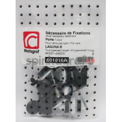 Zestaw spinek drzwi podstawowy RESTAGRAF 601016A | Zestaw mocowania /spinki/ drzwi przednich /podstawowy/  RENAULT LAGUNA III Ph