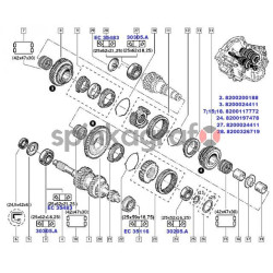 Łożysko skrzyni biegów NTN-SNR 30205.A | 25x52x16,25mm skrzyni biegów PF1,PF6,PK5,PK6 wałka głównego i sprzęgłowego tył Renault,