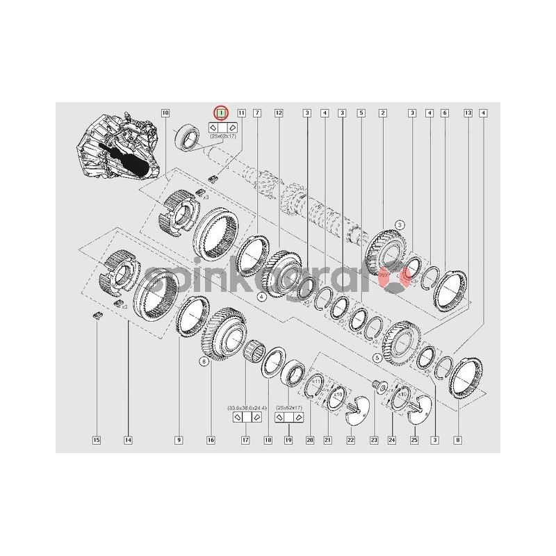 Łożysko skrzyni biegów RENAULT 8200595641 | RENAULT,DACIA 25X62X17 PRZEDNI WAŁ TL4/TL8
