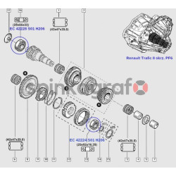 Łożysko skrzyni biegów NTN-SNR EC 42224 S01 H206 | 25x52x16,3 skrzyni biegów PF6 / PK4 / PK5 / PK6 wałka sprzęgłowego tył Renaul