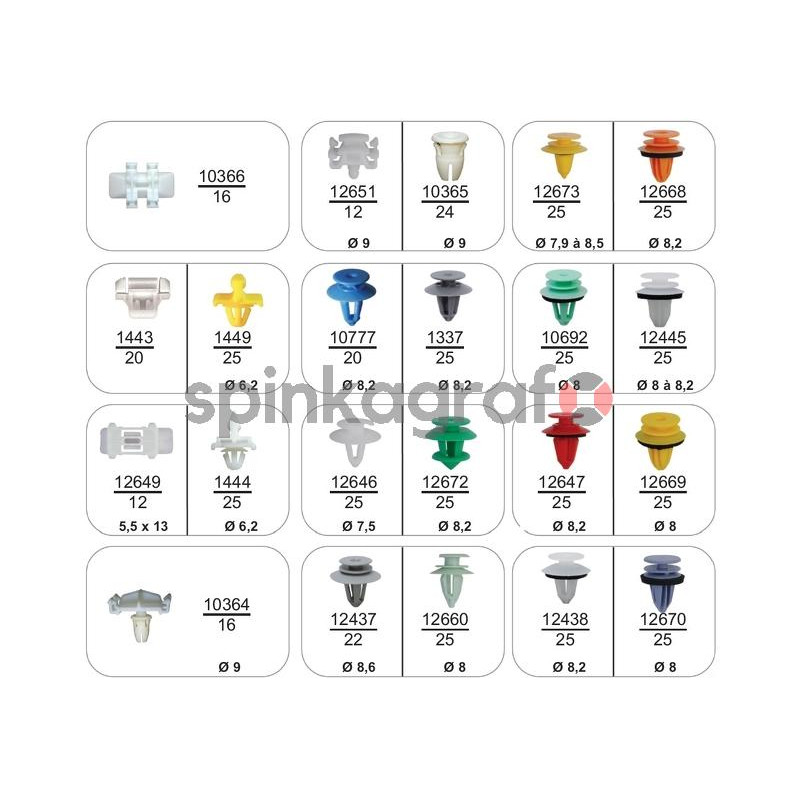Zestaw spinek RESTAGRAF 70438 | Zestaw mocowań 22 ref. - 492 szt.  MERDECES