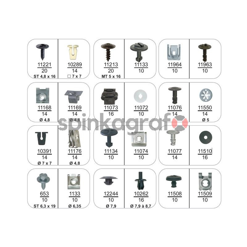 Zestaw spinek RESTAGRAF 70429 | Zestaw mocowań 24 ref. - 310 szt. do aut VW-AUDI-SEAT-SKODA