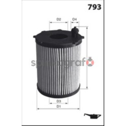 Filtr oleju MECAFILTER ELH4461 | CITROËN,DS,OPEL,PEUGEOT,TOYOTA (1610693780,3646431,93476499,SU001A3092)